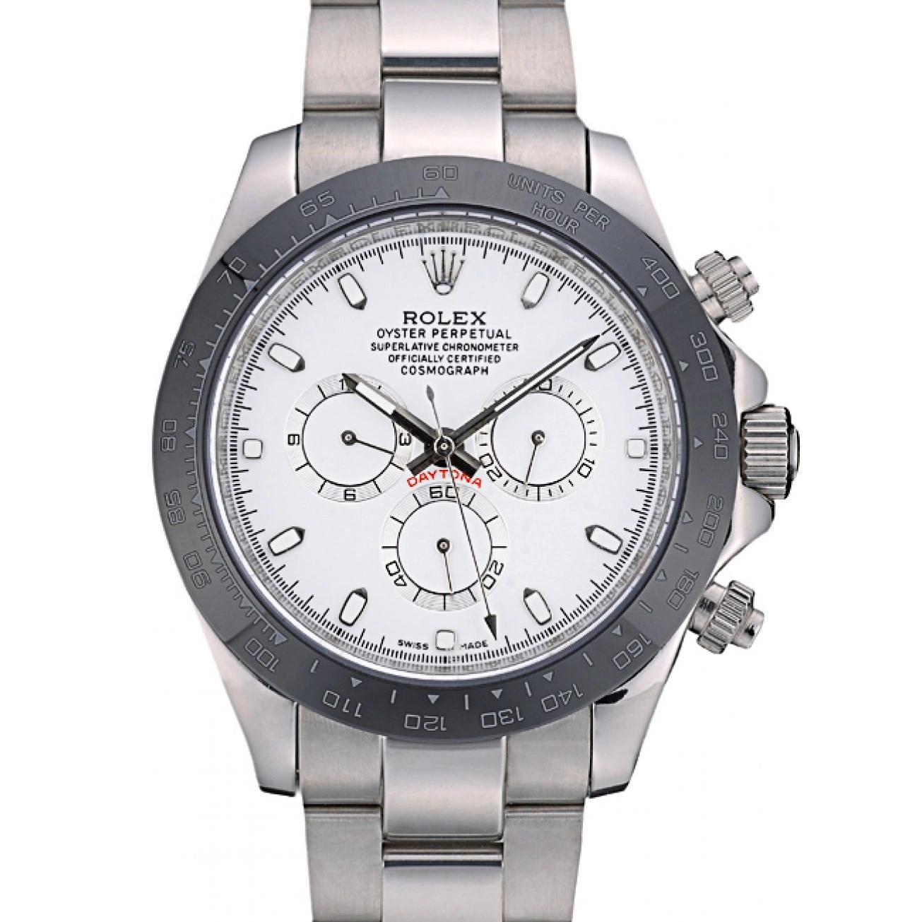 Steep White Ceramic Tachymeter 80249 Black Strap Dial Rolex Daytona Stainless 0710